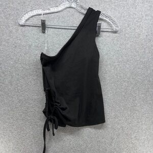 Rue21 Charcoal Ribbed One-Shoulder Top